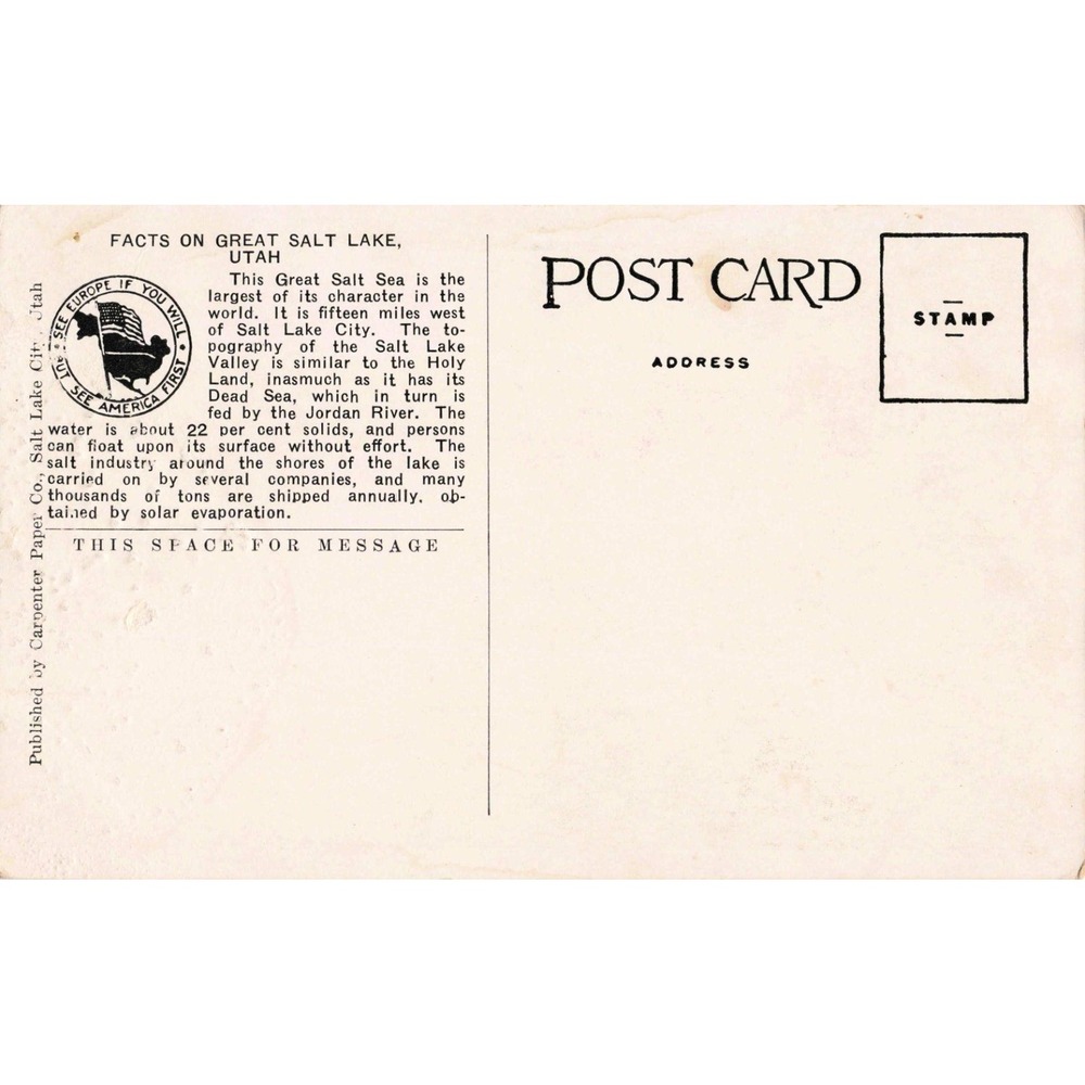 Great Salt Lake Utah UT Overland Limited Railroad Train Sunset Linen Postcard - Picture 2 of 2